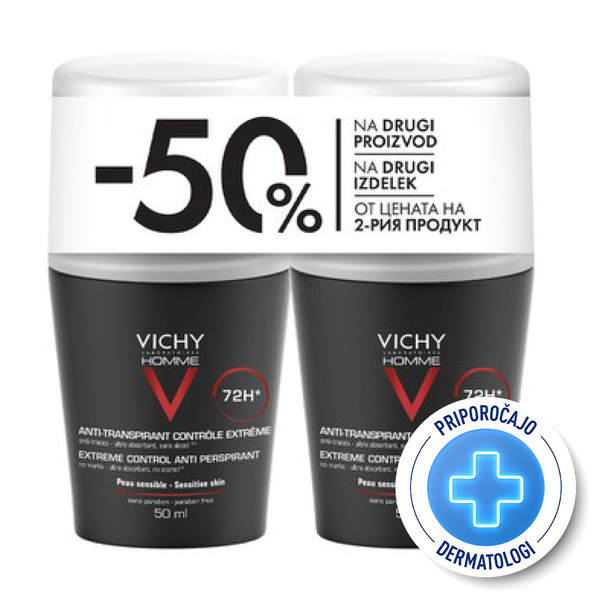 Vichy Homme, dezodorant z 72-urno zaščito proti potenju (2 x 50 ml)