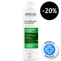 Vichy Dercos Antipelliculare Sensitive, negovalni šampon proti prhljaju za občutljive lase (200 ml)