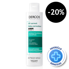 Vichy Dercos Oil Correct, šampon za regulacijo mastnosti lasišča (200 ml)