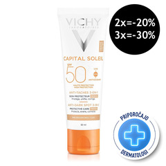 Vichy Capital Soleil, obarvana zaščitna krema za obraz 3v1 - ZF50 (50 ml)