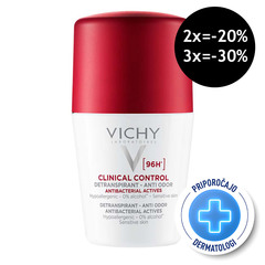 Vichy Clinical Control 96h Detranspirant, roll-on dezodorant proti neprijetnemu vonju (50 ml)