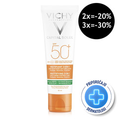 Vichy Capital Soleil, 3v1 matirajoča nega za zaščito pred soncem - ZF50+ (50 ml)