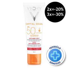 Vichy Capital Soleil, krema za zaščito pred soncem z anti-age učinkom za obraz ZF50 (50 ml)