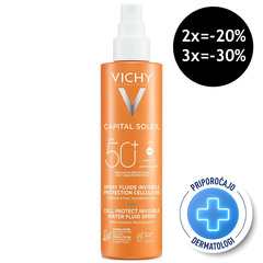 Vichy Capital Soleil, fluid na vodni osnovi v pršilu za zaščito kožnih celic - ZF50+ (200 ml)