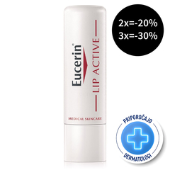 Eucerin Lip Aktiv, stik za nego ustnic z dekspantenolom in vitaminom E - ZF 20 (4,8 g)