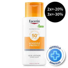 Eucerin Sun Sensitive Protect, ekstra lahek zaščitni losjon - ZF50+ (150 ml)