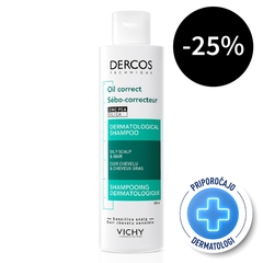 Vichy Dercos Oil Correct, šampon za regulacijo mastnosti lasišča (200 ml)