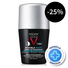 Vichy Homme Invisible Resist 72h, detranspirant proti madežem in razdraženosti - roll-on (50 ml)