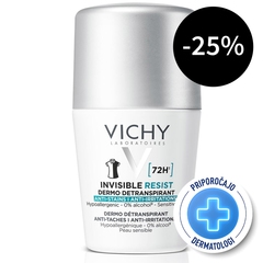 Vichy Invisible Resist 72h, detranspirant proti madežem in razdraženosti - roll-on (50 ml)