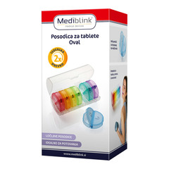 Mediblink Oval M018, tedenska posodica za tablete - 2x/dan (1 kos)