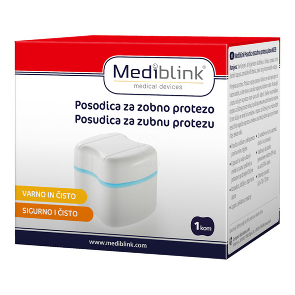 Mediblink M039, posodica za protezo - modra ( 1 kos)