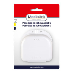 Mediblink M040, posodica za zobni aparat S - bele barve (1 kos)