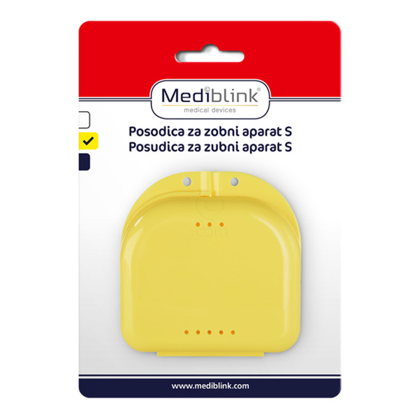 Mediblink M041, posodica za zobni aparat S - rumene barve (1 kos)