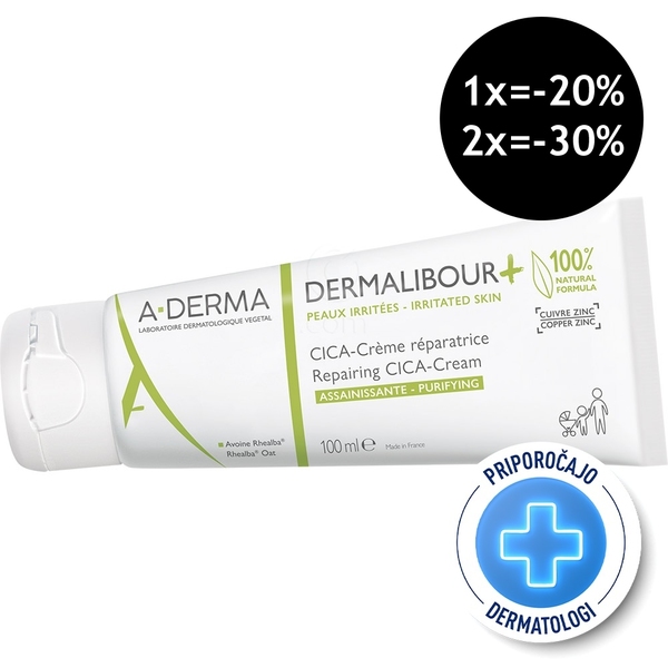 A-Derma Dermalibour +, obnavljajoča CICA-krema (100 ml)