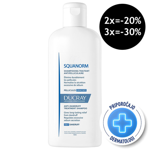 Ducray Squanorm, šampon za mastni prhljaj (200 ml)