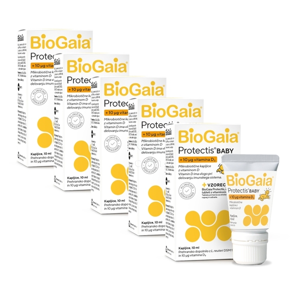 BioGaia Protectis Baby D3, kapljice za otroke in dojenčke - paket (5 x 10 ml)