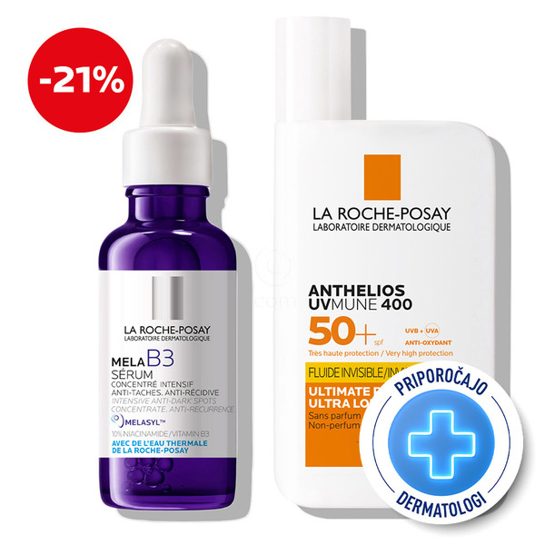 LRP, Anti-Age protokol proti hiperpigmentacijskim madežem z Melasyl - Mela B3 Serum in UVMune Fluid (30 ml + 50 ml)