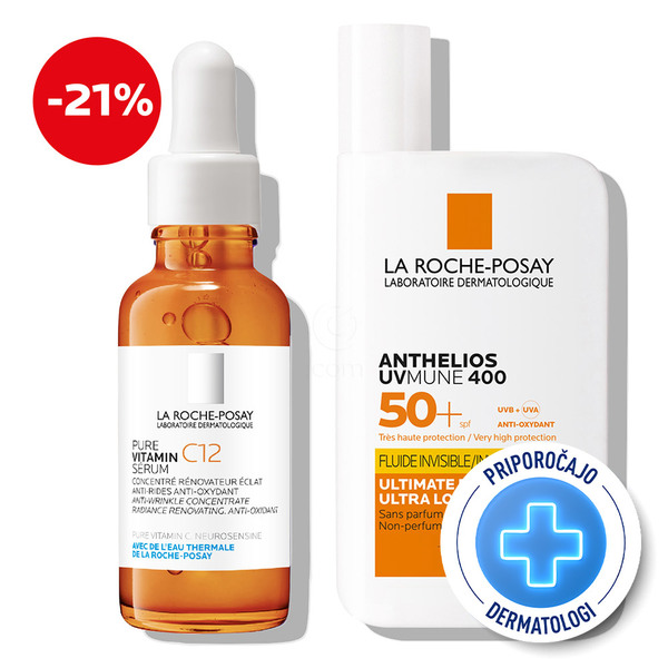 LRP Anti-Age, protokol z vitaminom C za sijaj kože - C12 Serum in UVMune Fluid - ZF50+ (30 ml + 50 ml)