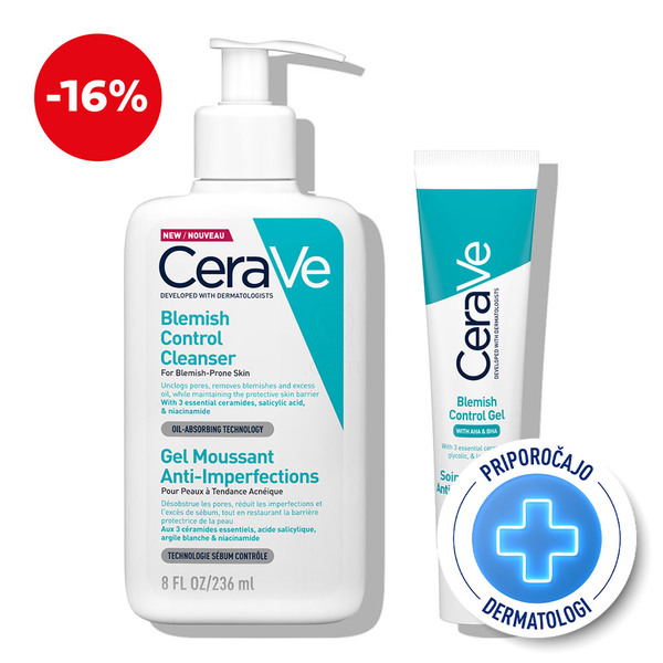 CeraVe, protokol za obraz in telo za kožo, nagnjeno k aknam in nepravilnostim - čiščenje in nega (40 ml + 236 ml)