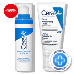 CeraVe, vlažilni protokol za nego obraza s hialuronsko kislino - HA Serum in Vlažilna nega (30 ml + 52 ml)