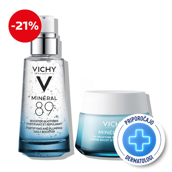 Vichy Mineral 89, protokol za intenzivno navlaženo in močnejšo kožo za vse tipe kože (2 x 50 ml)