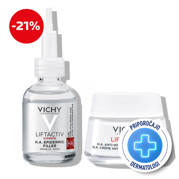 Vichy Liftactiv, protokol za polnjenje kože z 1,5 % čisto hialuronsko kislino - serum in dnevna nega (50 ml + 30 ml)