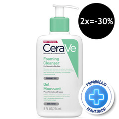 CeraVe, peneči čistilni gel za obraz za normalno do mastno kožo (236 ml)