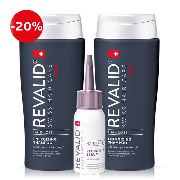 Revalid Men, paket proti izpadanju las - poživljajoči šampon za moške + serum za rast las (2 x 200 ml + 50 ml)