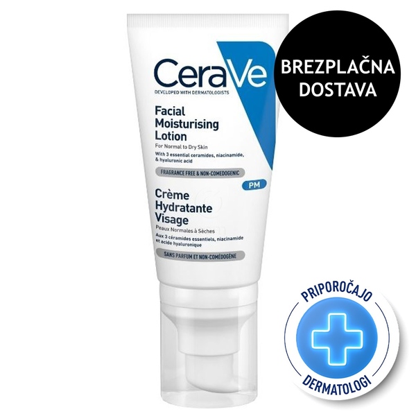 CeraVe, vlažilna nega za obraz za normalno do suho kožo (52 ml)