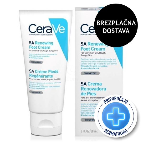 CeraVe SA, obnovitvena krema za stopala za suho in hrapavo kožo (88 ml)