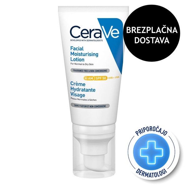 CeraVe, vlažilna nega za obraz za normalno do suho kožo ZF50 (52 ml)