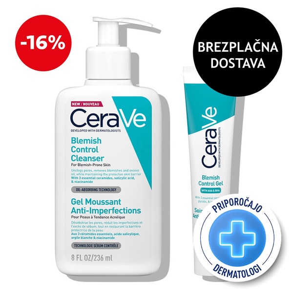 CeraVe, protokol za obraz in telo za kožo, nagnjeno k aknam in nepravilnostim - čiščenje in nega (40 ml + 236 ml)