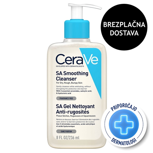 CeraVe SA, gel za čiščenje suhe in grobe kože (236 ml)