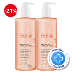 Avene XeraCalm Nutrition, rutina za občutljivo kožo telesa za celotno družino - gel za čiščenje in vlažilni balzam (500 ml + 400 ml)