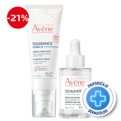 Avene, rutina za vlaženje občutljive kože (40 ml + 30 ml)