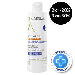 A-Derma Exomega Control, pomirjojoča kopel proti praskanju - plastenka (200 ml)